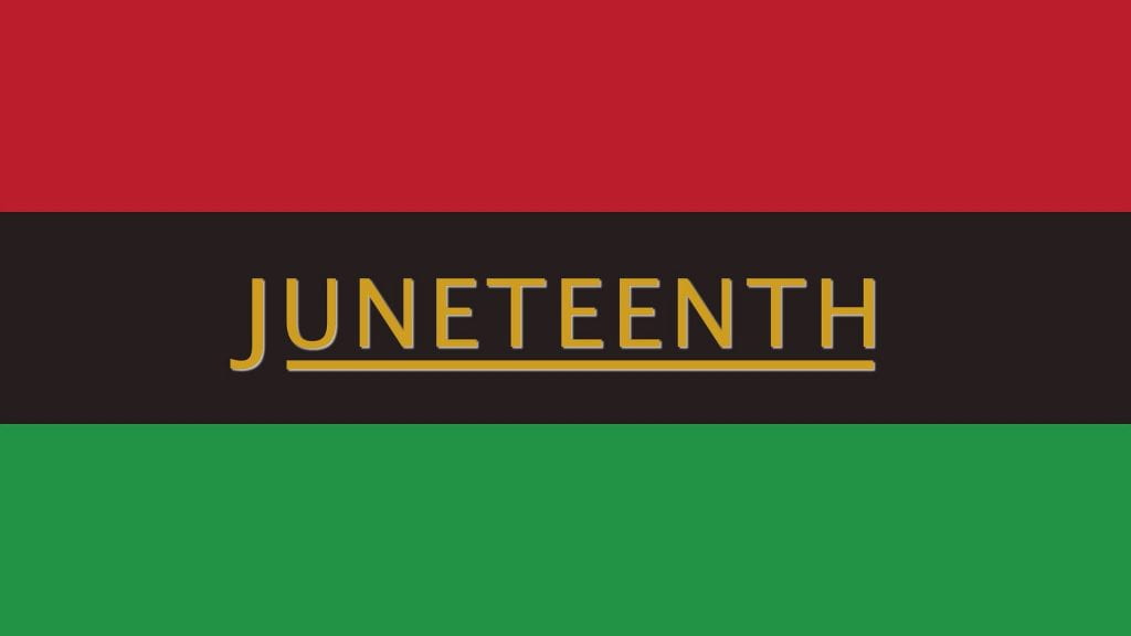 A green black yellow and red Juneteenth logo